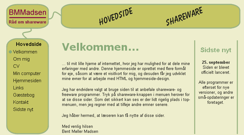 Bent Mller Madsen (personlig hjemmeside) - september 1999